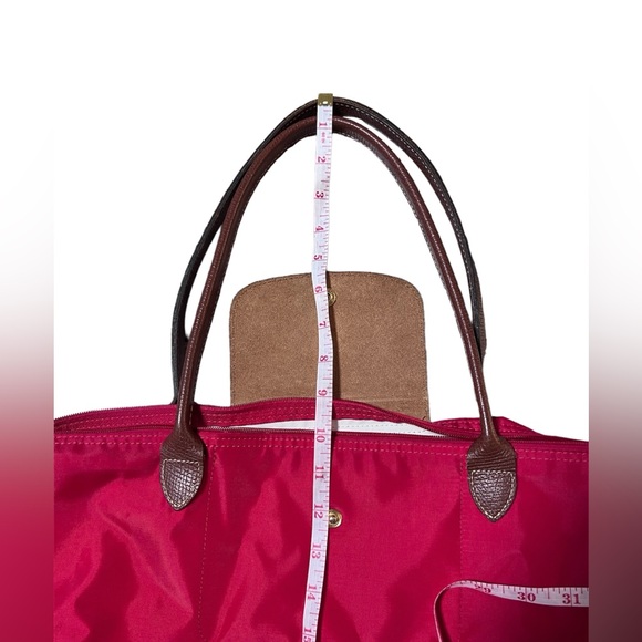 EUC Longchamp Le Pliage Long Handle Large Tote RED - Picture 8 of 13